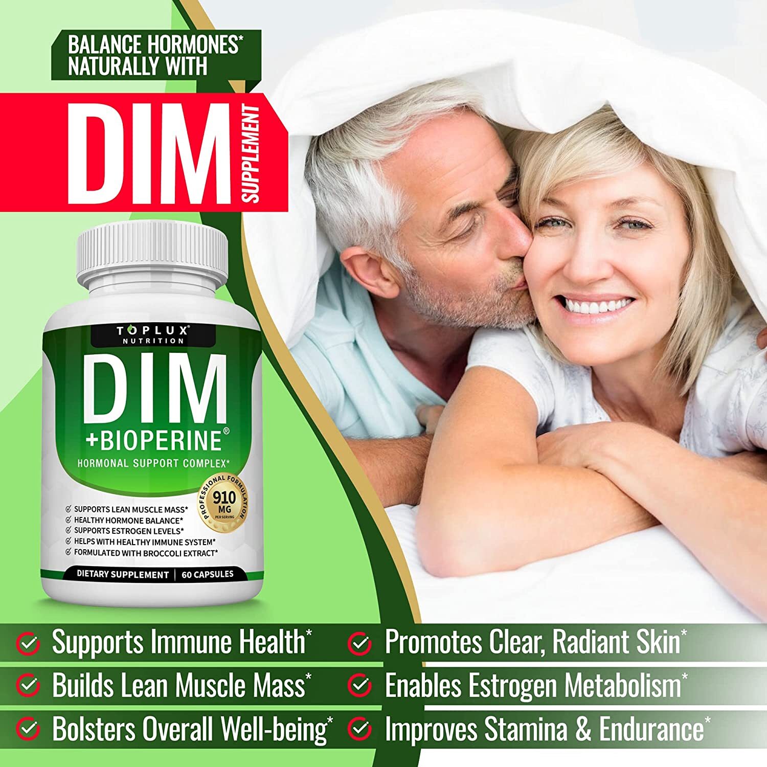 DIM Supplement 910 MG BioPerine for Menopause, PCOS, Estrogen Metabolism&Balance