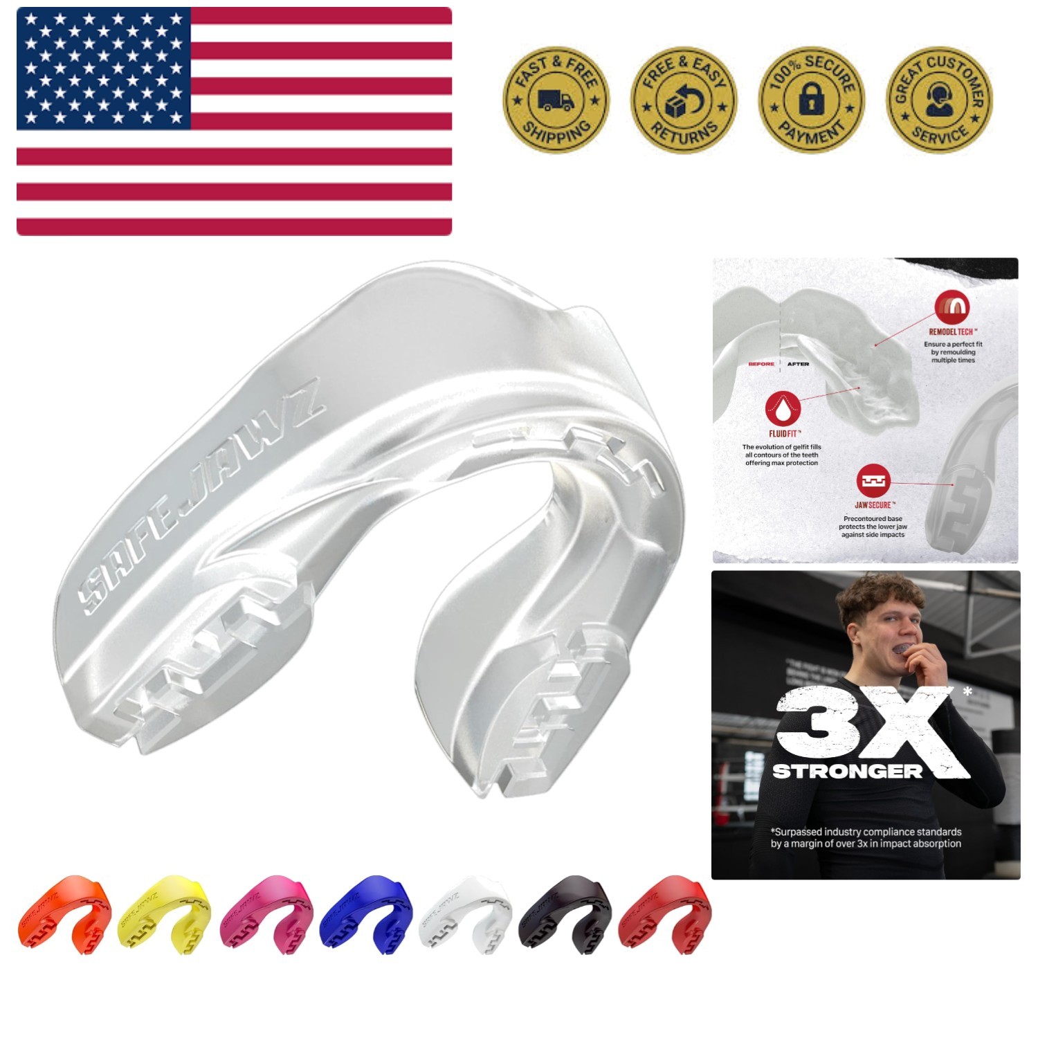 Mouthguard Slim Fit, Adults and Junior Mouth Guard with Case for Boxing, Bask...