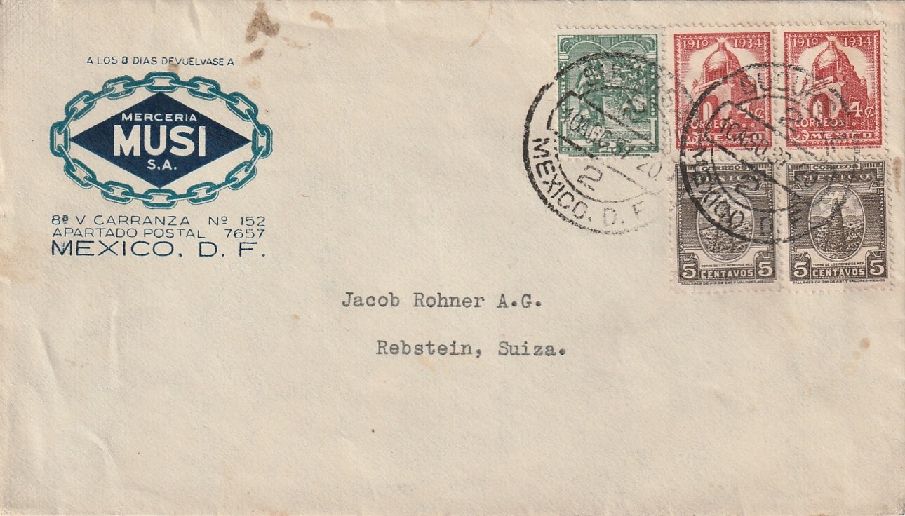 MEXICO: Advertising cover  to Switzerland .