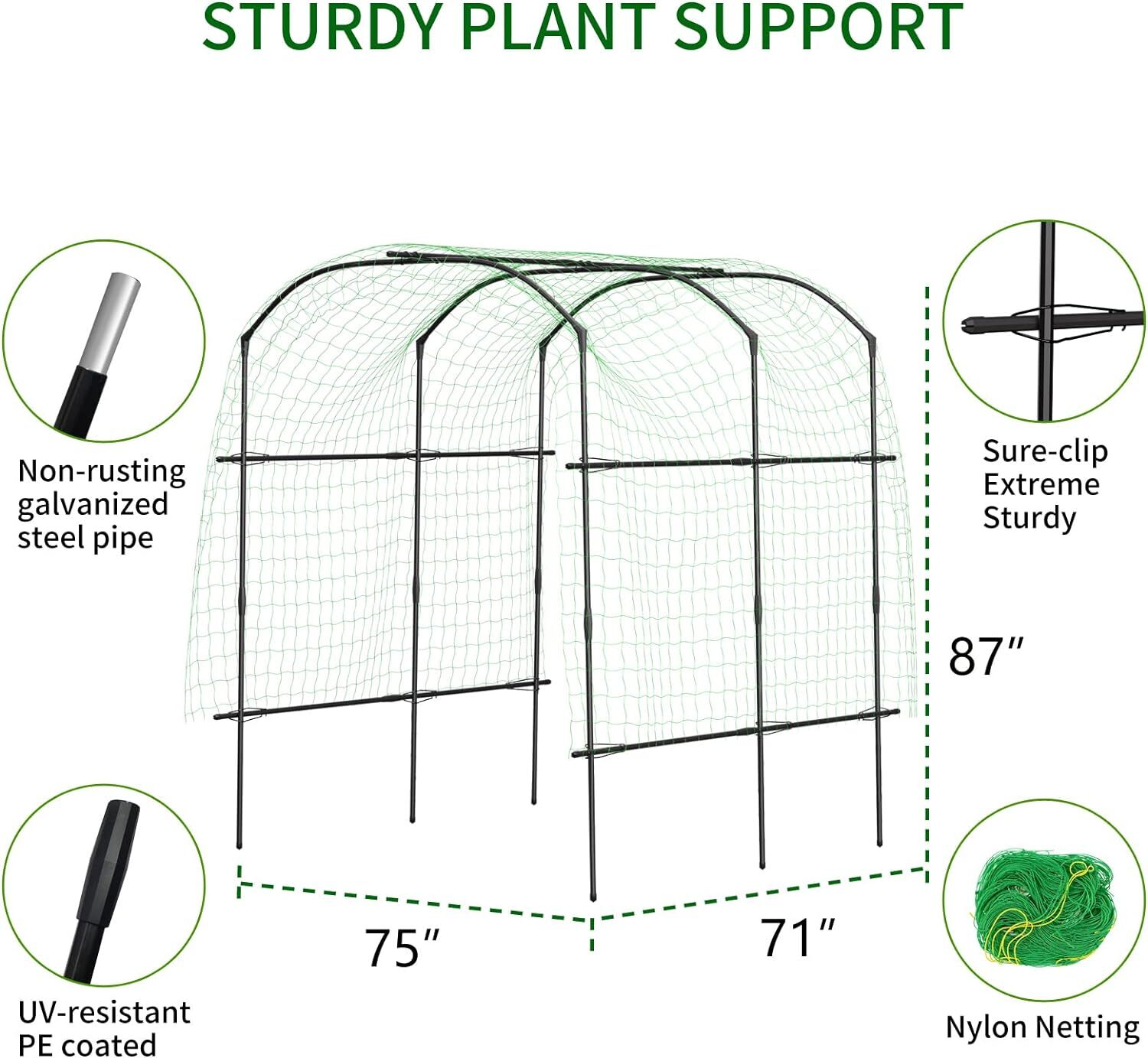 NAIZEA Extra Tall Garden Arch Trellis 87" H Arbor Plant Support Trellis Archway