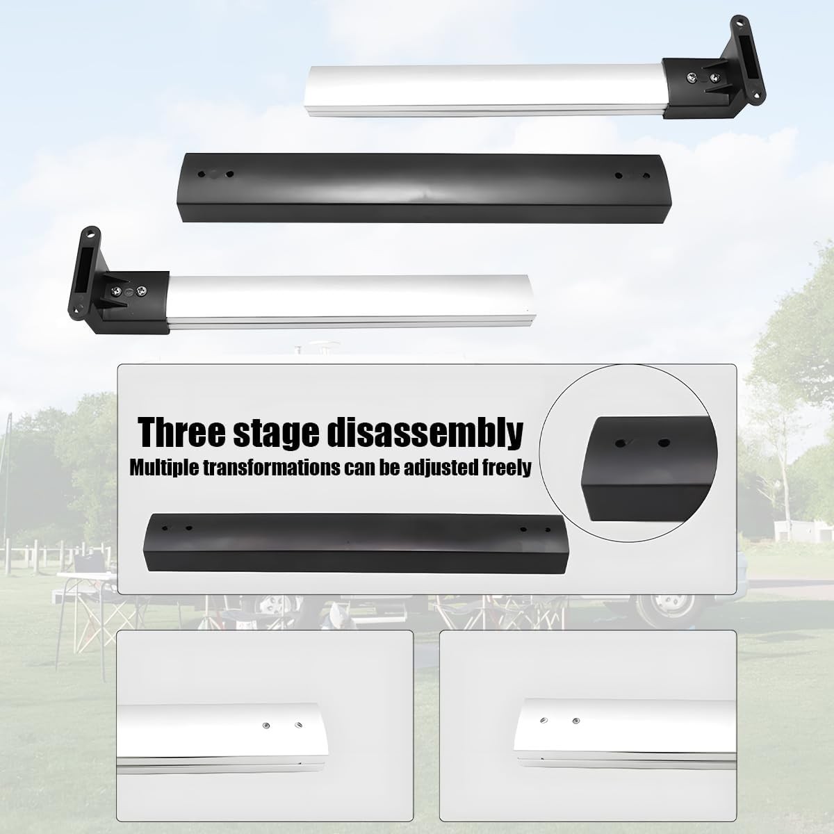 RV Screen Door Cross Bar Handle, Non-Slip Grip Adjustable from 21-5/8 to 28-5/8