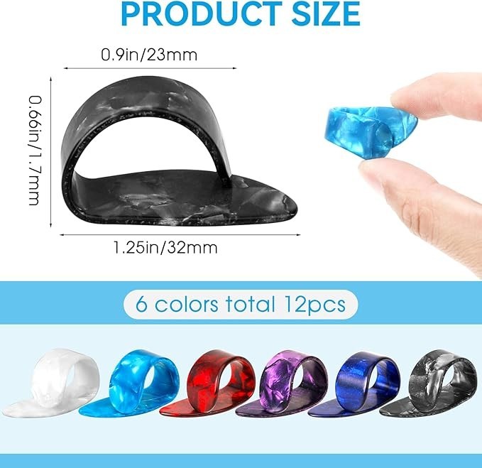 12PCS Medium Thumb Finger Picks Celluloid for Guitar Banjo Ukulele Bass