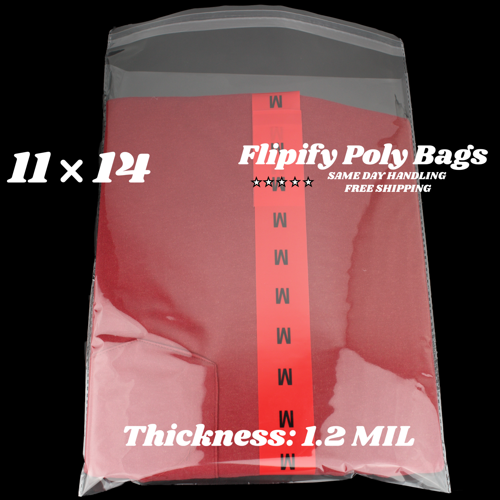 11x14 Poly Clear Plastic Bags Self Adhesive Seal T-Shirt Apparel Resealable