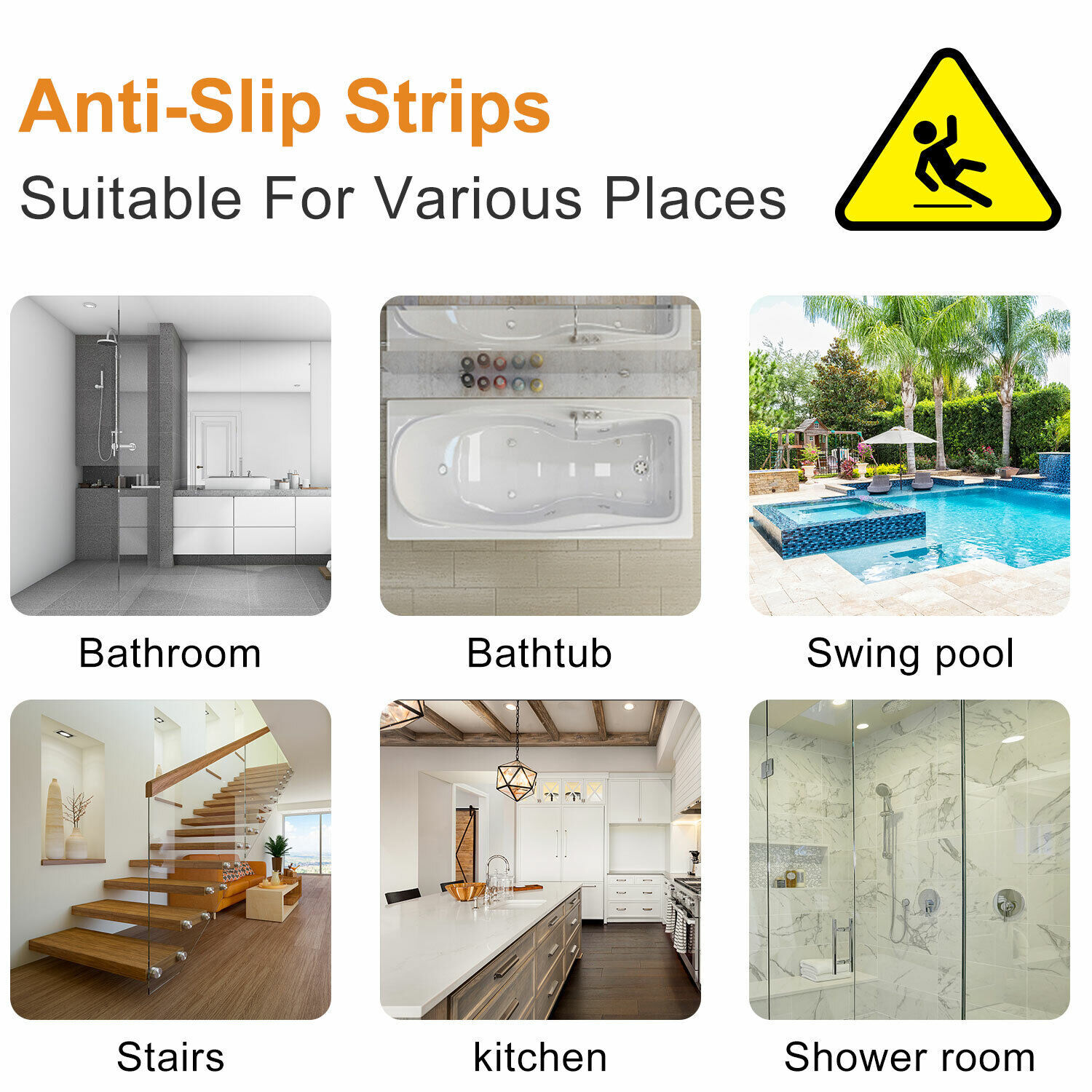 Bath Tub Shower Stickers Anti Slip Grip Strips Home Non-Slip Safety Floor Treads