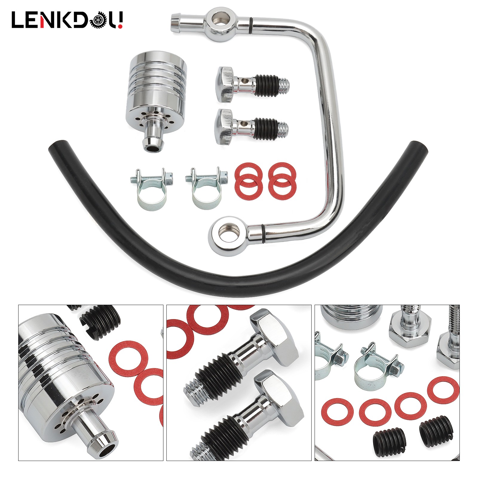 Chrome Crankcase Breather Kit For Harley Big Twin 1993-2017 Softail Touring FLST