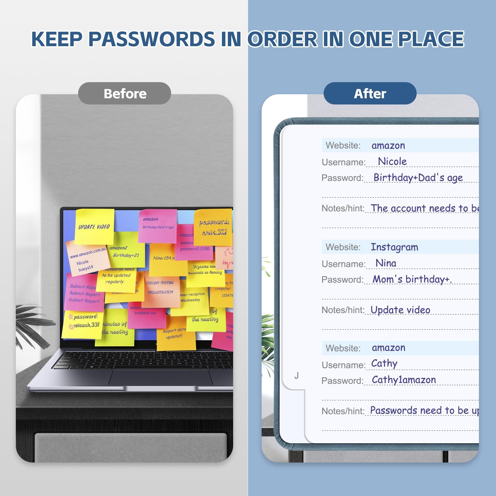 MOSA BEAR Password Keeper Book with Alphabetical Tabs，4.3"x5.7" Small Password