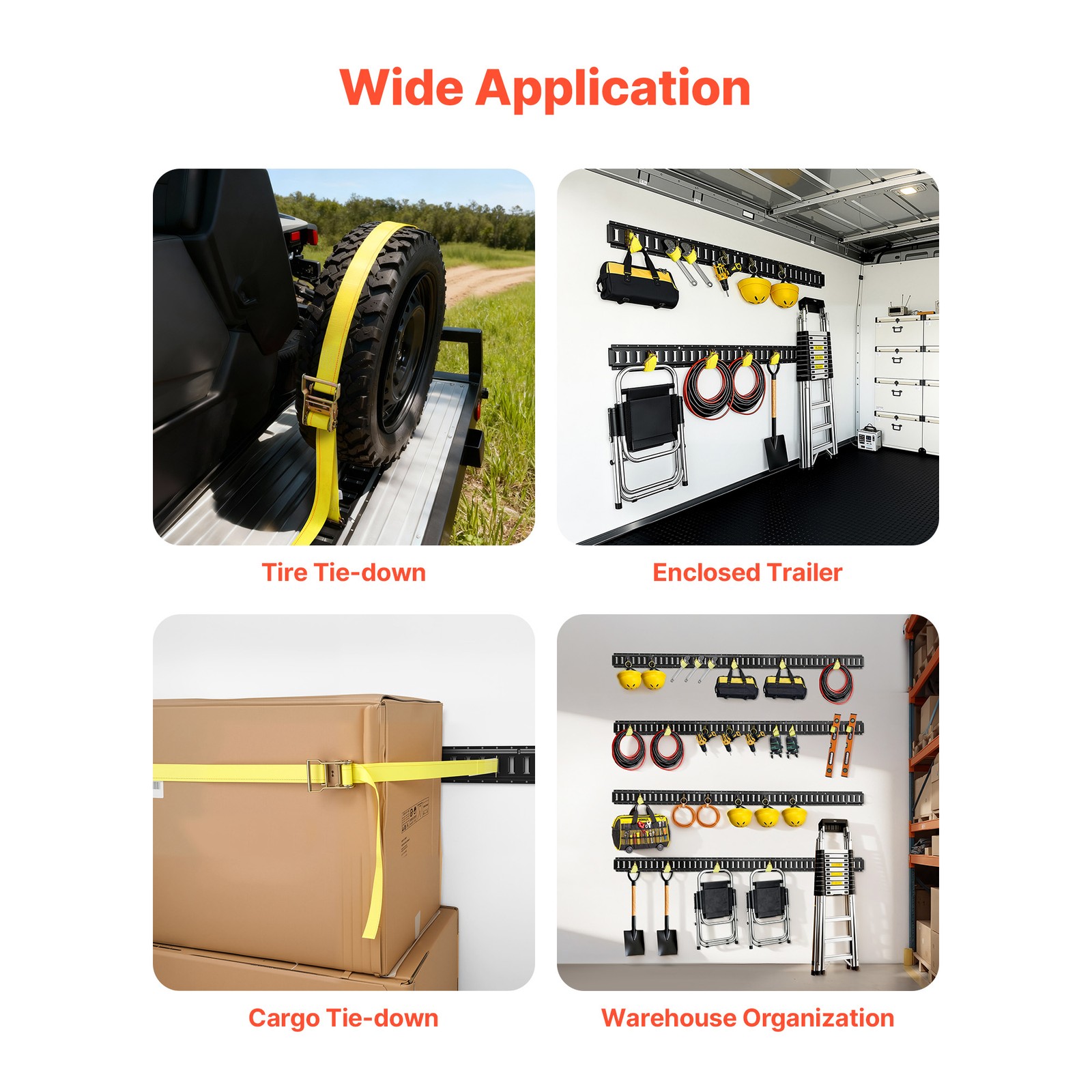 Uimoso E-Track Tie-Down Rail Kit with 8 Rails and 36 Accessories