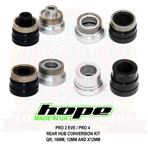 Hope Pro 2 EVO / Pro 4 Rear Hub Axle Conversion Kit Adapter QR 10mm 12mm x12mm