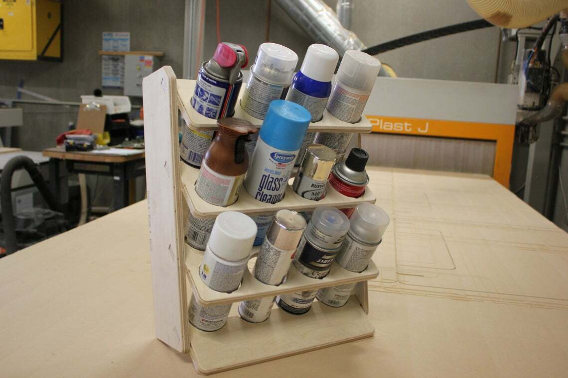 Spray Can 12 Slot Lube Holder Garage Storage Rack Wood Shelf Organizer