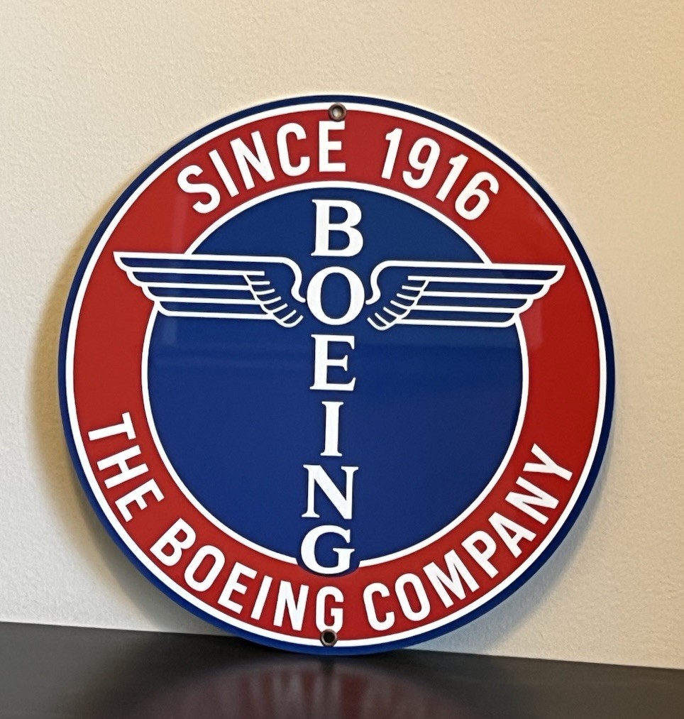 Retro Style Boeing Airplane Company Quality Round  Garage Sign