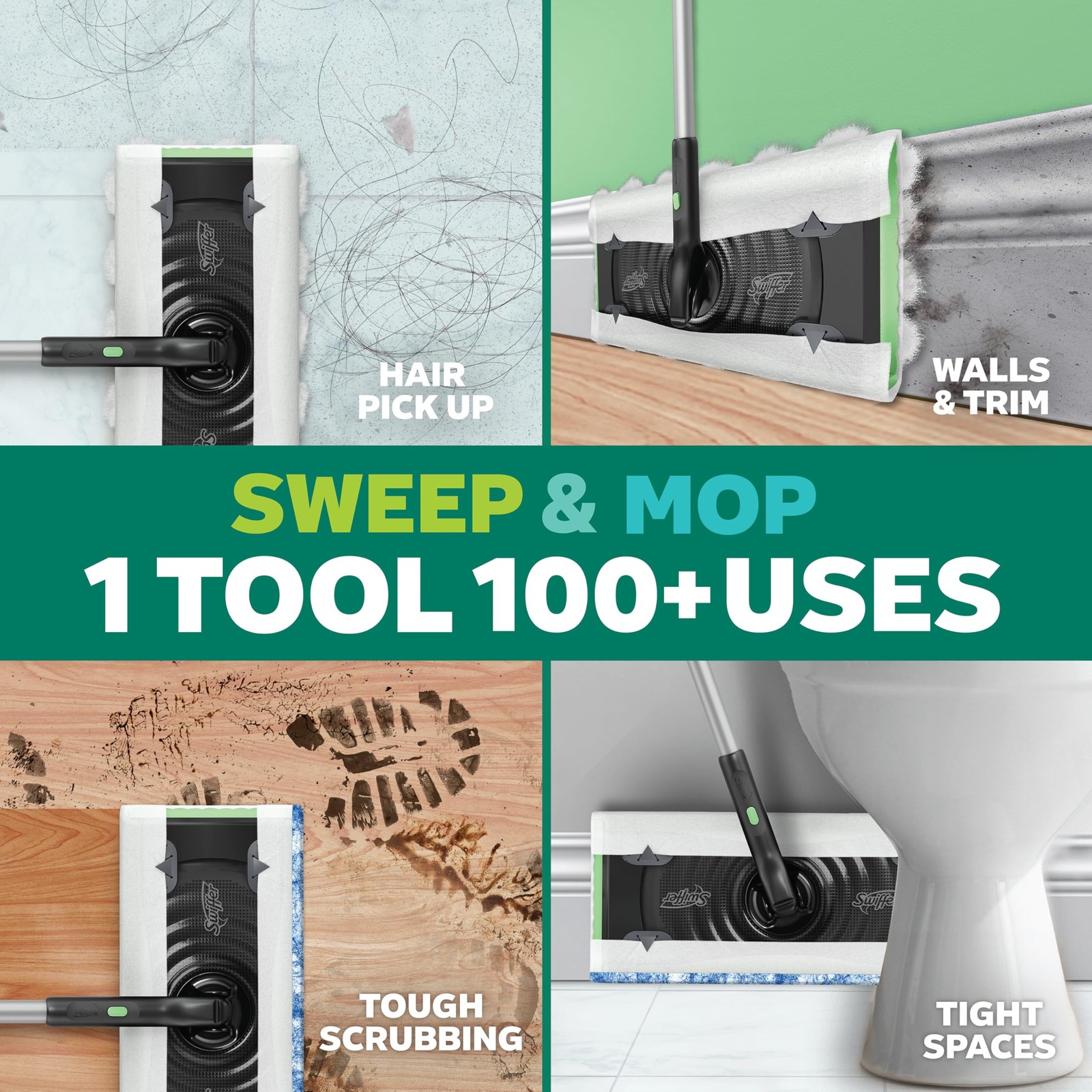 Swiffer Sweep & Mop Deluxe 2-in-1 Multi-Surface 1 Count (Pack of 1), Black