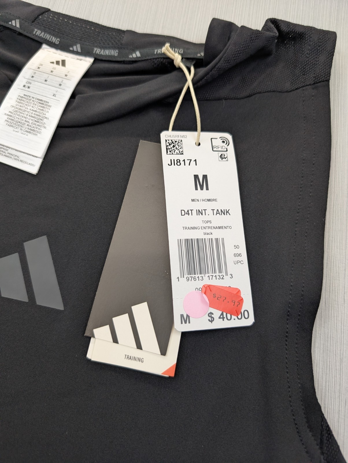 New Mens Adidas D4T Tank Top ClimaCool Training Tee Performance Black Sz Medium