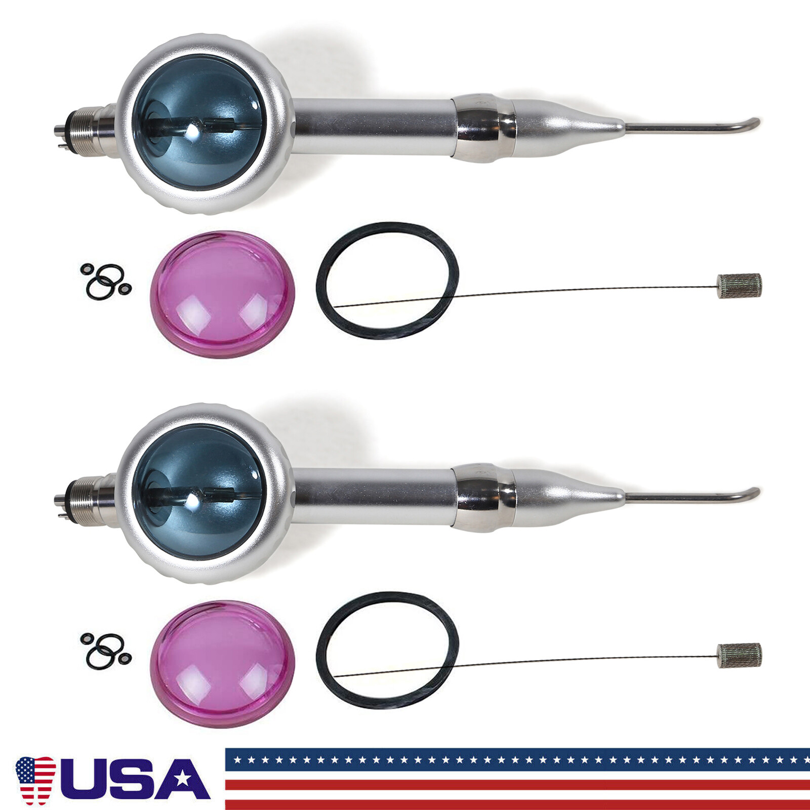 2X Dental Air Polisher Teeth Polishing Handpiece Hygiene Prophy 4 Holes w/ Tips