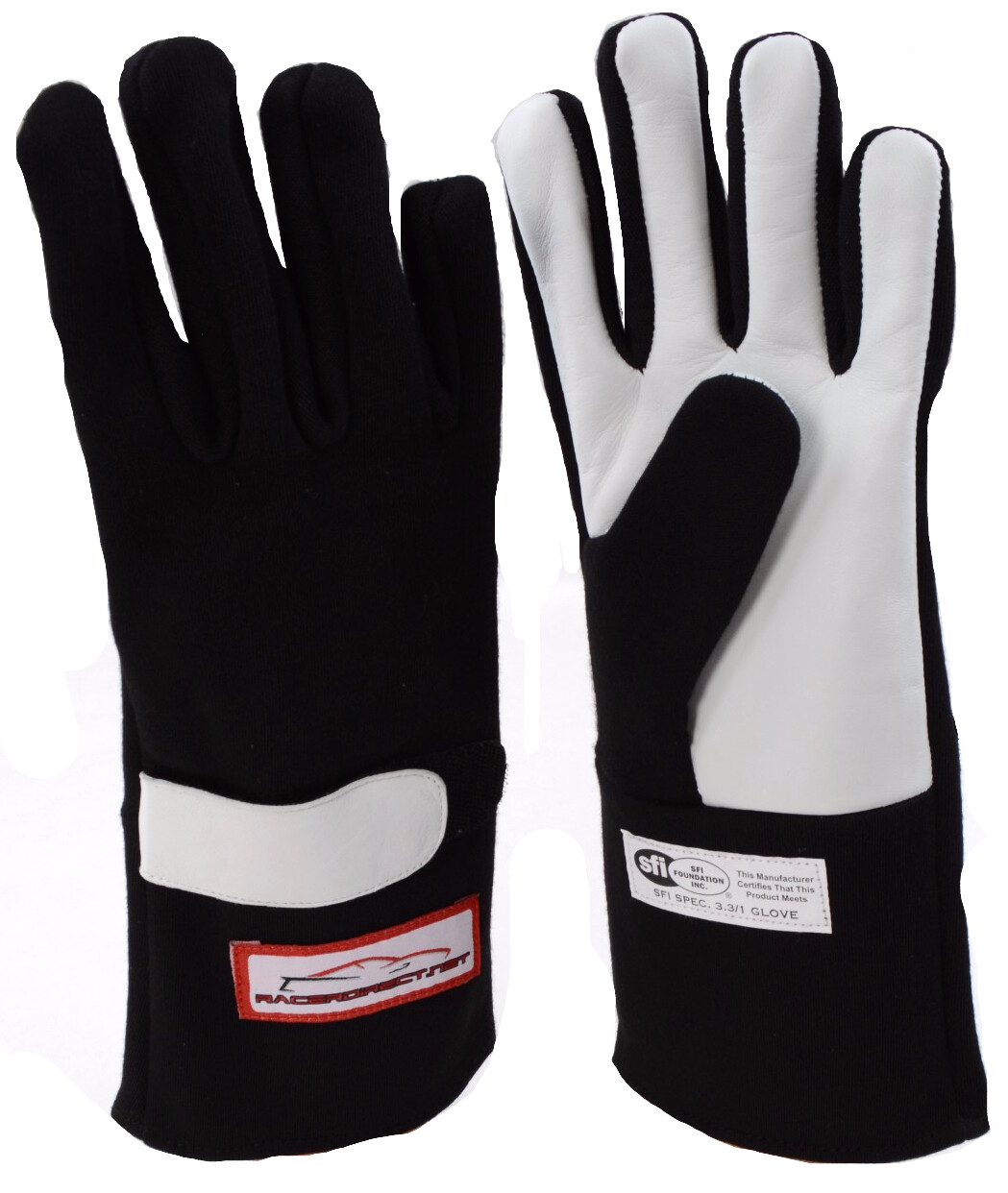 SFI 3.3/5 RACING GLOVES NOMEX DOUBLE LAYER DRIVING GLOVES BLACK LARGE IHRA NHRA