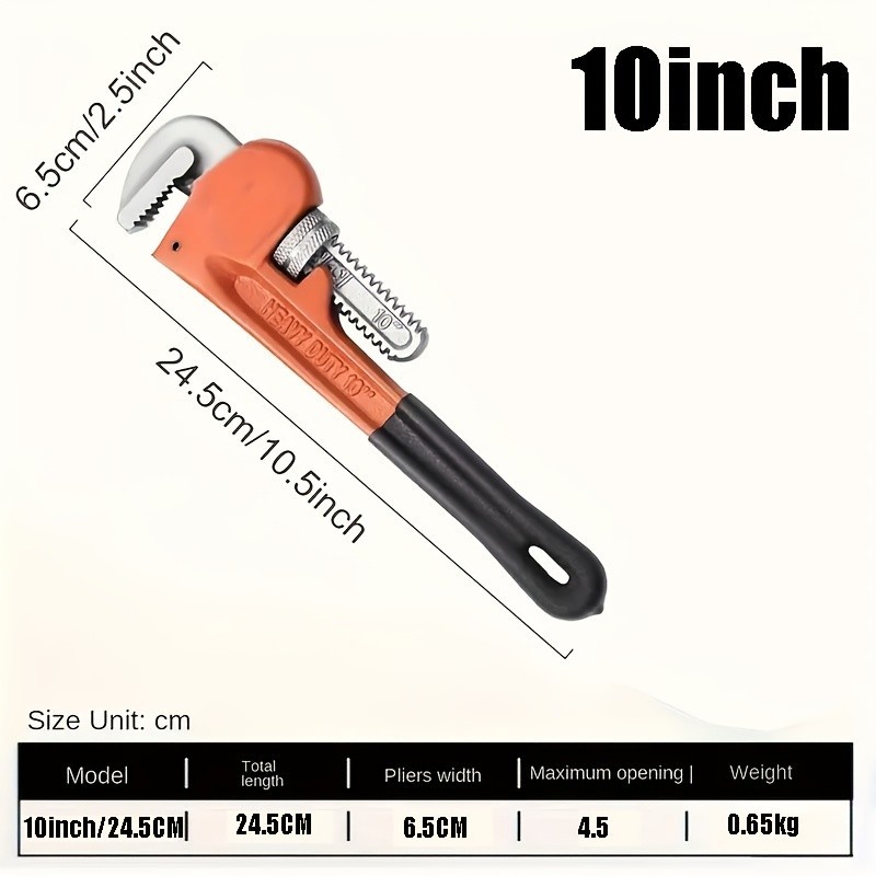 Heavy Duty Pipe Wrench - Forged Steel, Multiple Sizes for Plumbing & Vehicle Rep