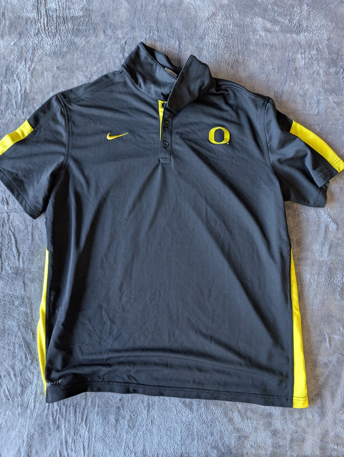 Nike Golf Oregon Ducks Dri-FIT Polo Shirt Mens XL Swoosh Black Yellow
