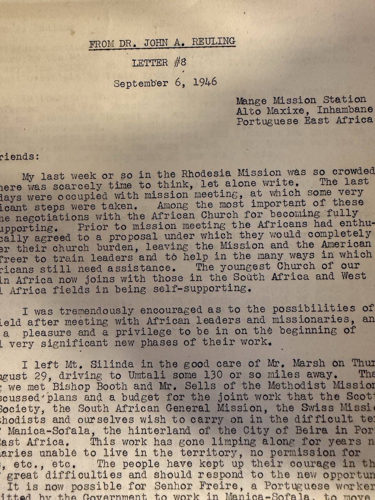 Dr. John A. Reuling Trip To Africa Missionary Work Collection Of Letters 1940s