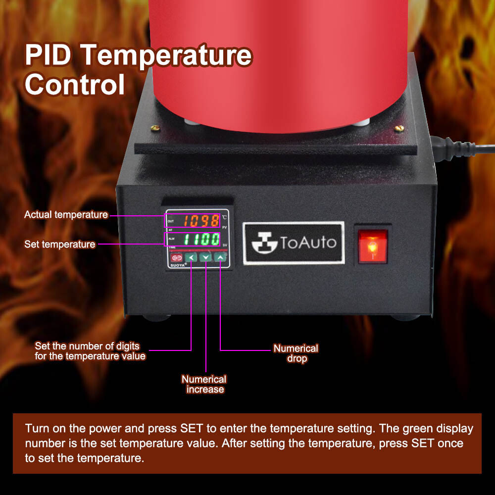 3KG Digital Metal Melting Furnace Jewelry Smelter Kiln Refining Gold Silver 110V