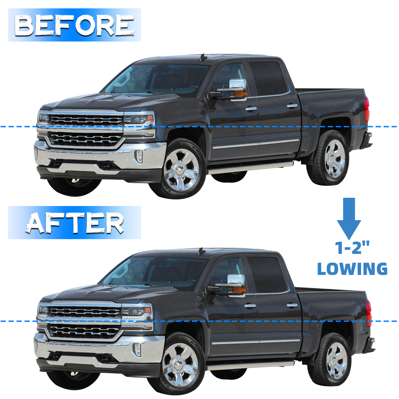 2" Rear Drop Shackles Lowering Kit For 1988-2018 Chevy Silverado GMC Sierra 1500