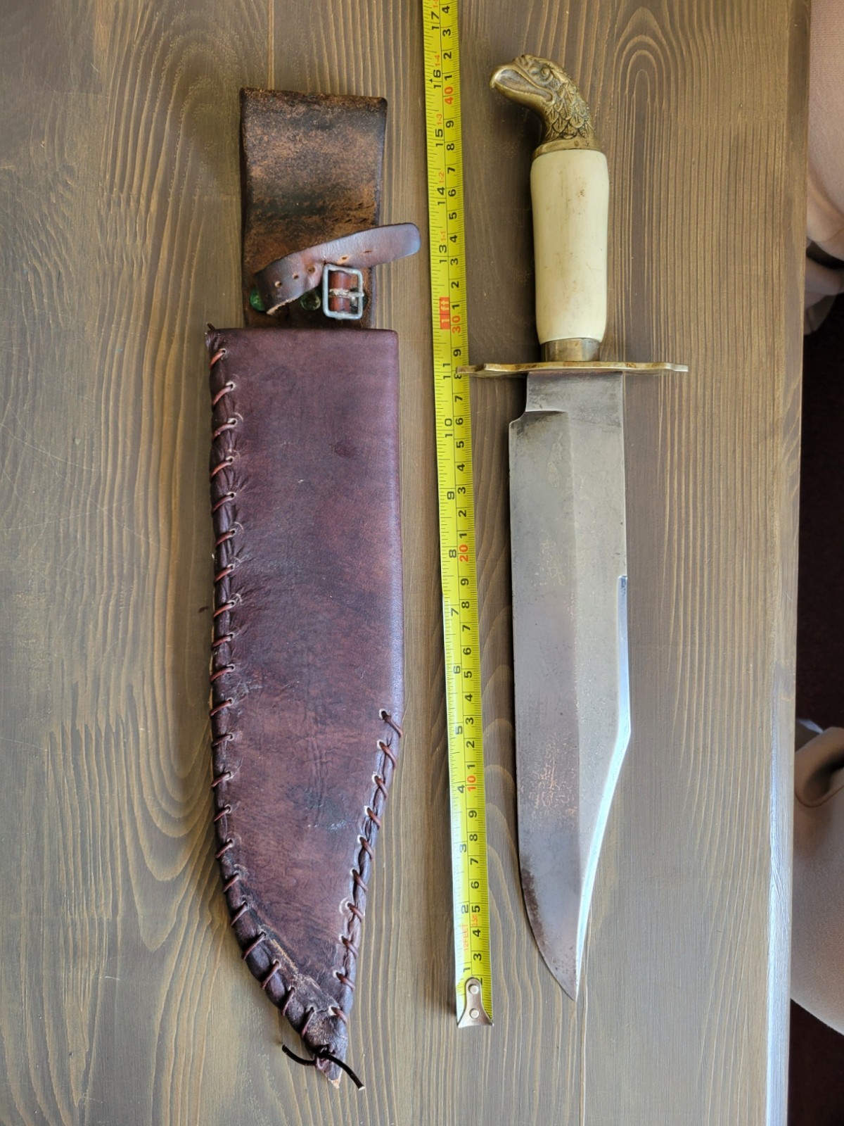 Post Civil War Eagle Head Bowie Knife with Custom Sheath