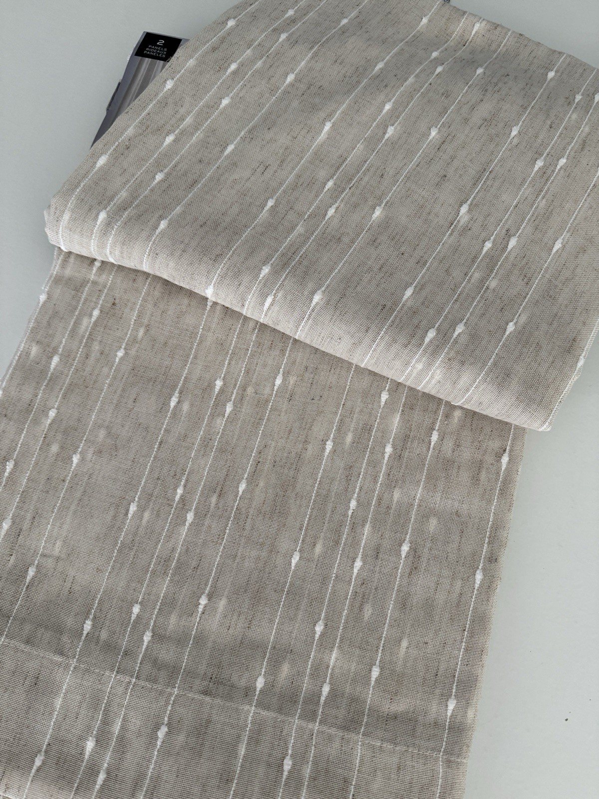 New Ralph Lauren Window Curtains 2 Panels Natural 54 x 96 Linen Back Tab Marley