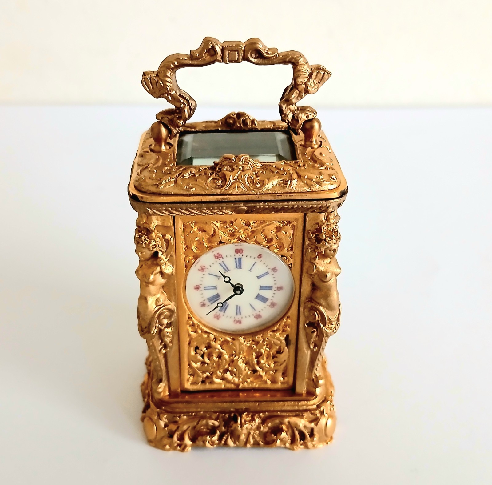 Miniature French Style Clock. Excellent Working Condition with Key.
