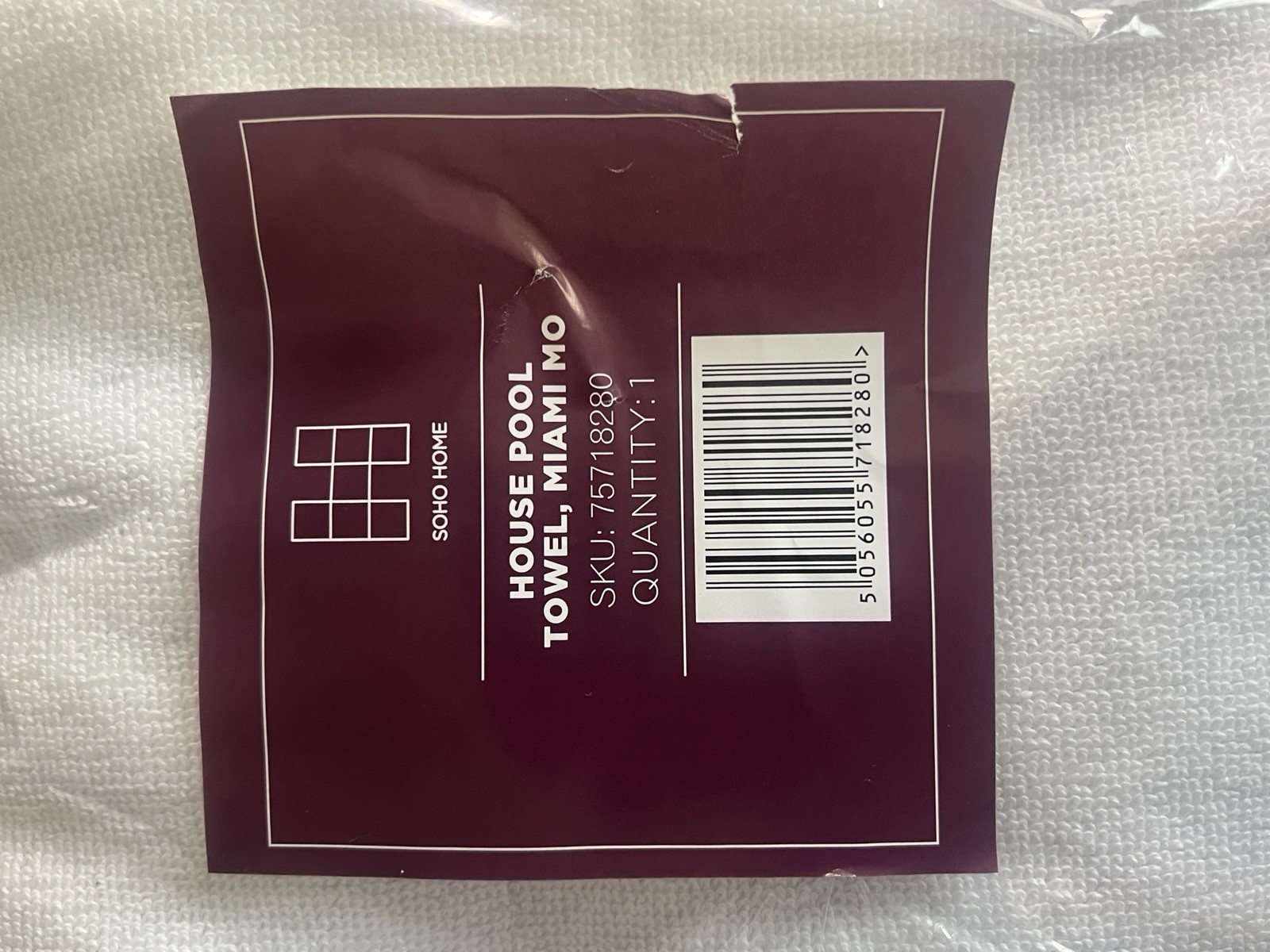 Soho Home House Pool Towel ,Miami Mo Cotton For Beach , Picnic Or Pool Day