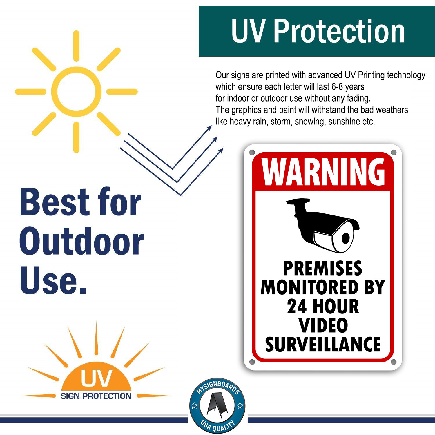 WARNING SIGNS 24 HOUR VIDEO SURVEILLANCE SECURITY SIGN - CCTV CAMERA SIGN