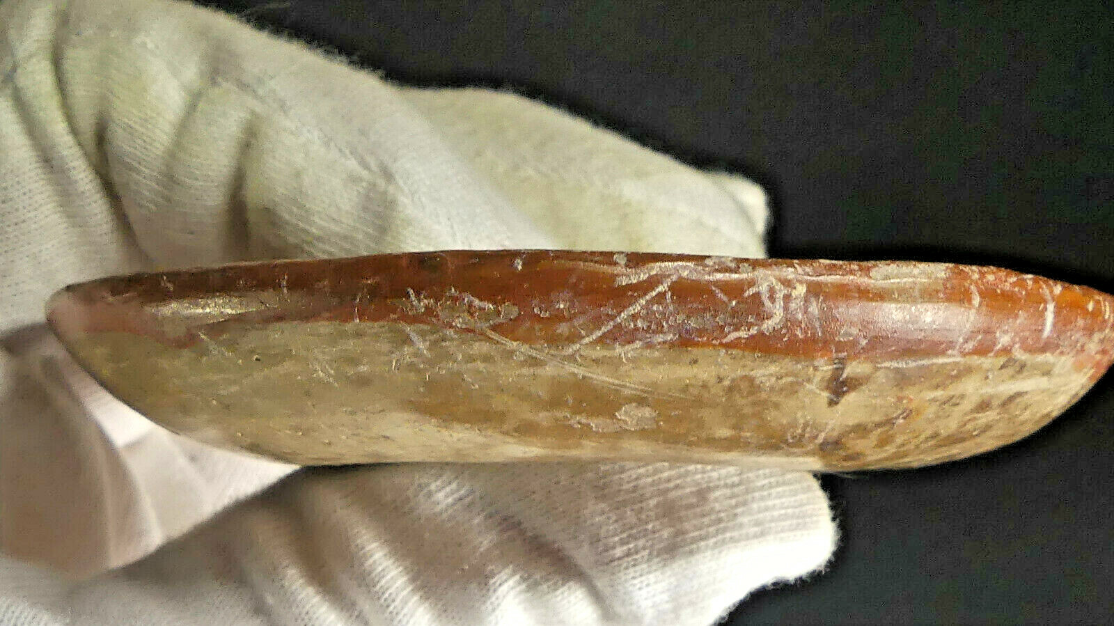 Native American Mississippian Culture Pottery Disk with Painted Glyphs AACA