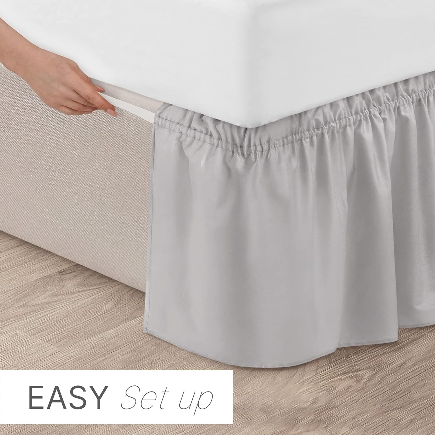 Wrap Around Dust Ruffle Bed Skirt, Easy Fit & Pleated 12" Drop by CGK Linens
