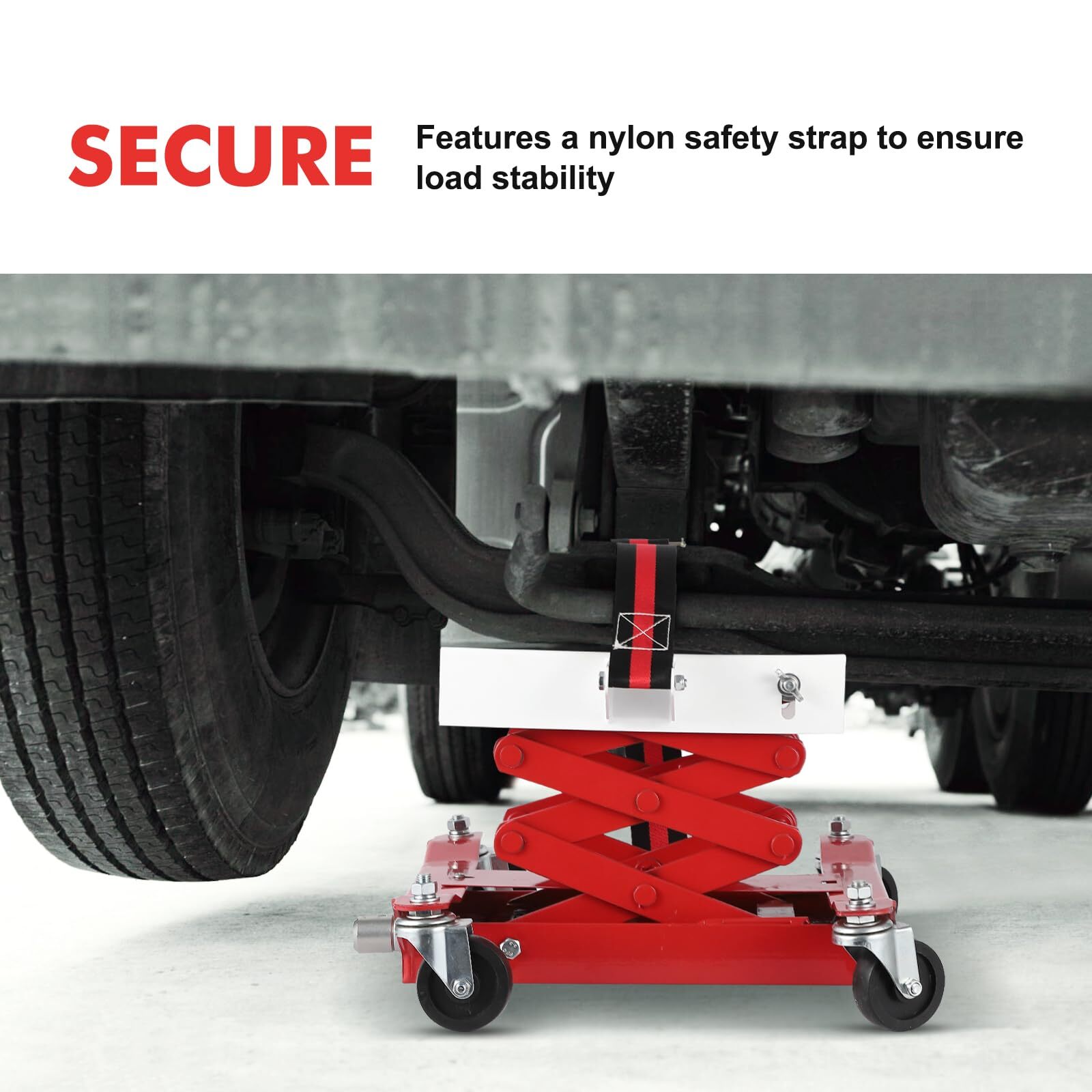 ✅450 Lbs Capacity Low Profile Transmission Jack W/Safety Straps 7-23" Lift Range