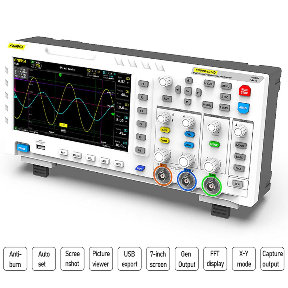 FNIRSI 1014D 7" LCD 2 Channel Signal Generator Digital Storage Oscilloscope H0V2