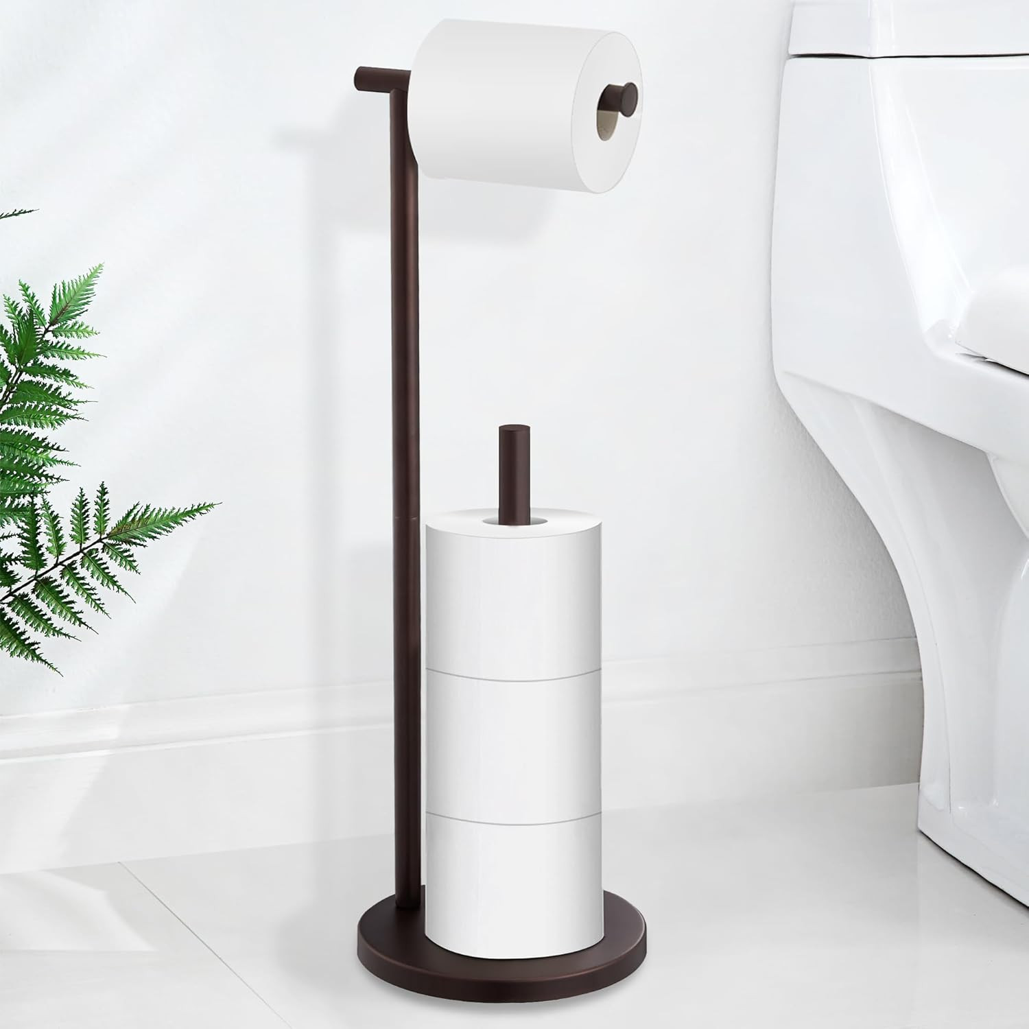 Free Standing Toilet Paper Holder Stand, Oil Rubbed Bronze Toilet Paper Holder w