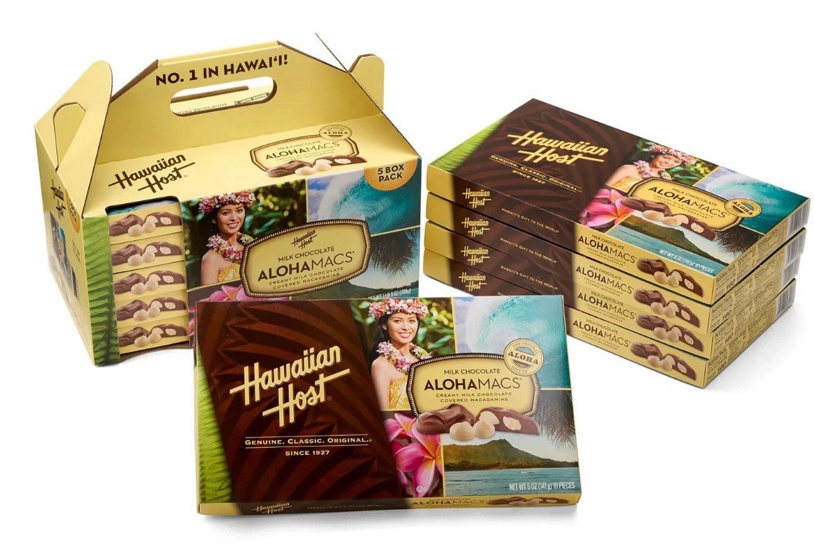 5 Boxes Hawaiian Host Island Macs Chocolate Covered Macadamia Nuts Hibiscus