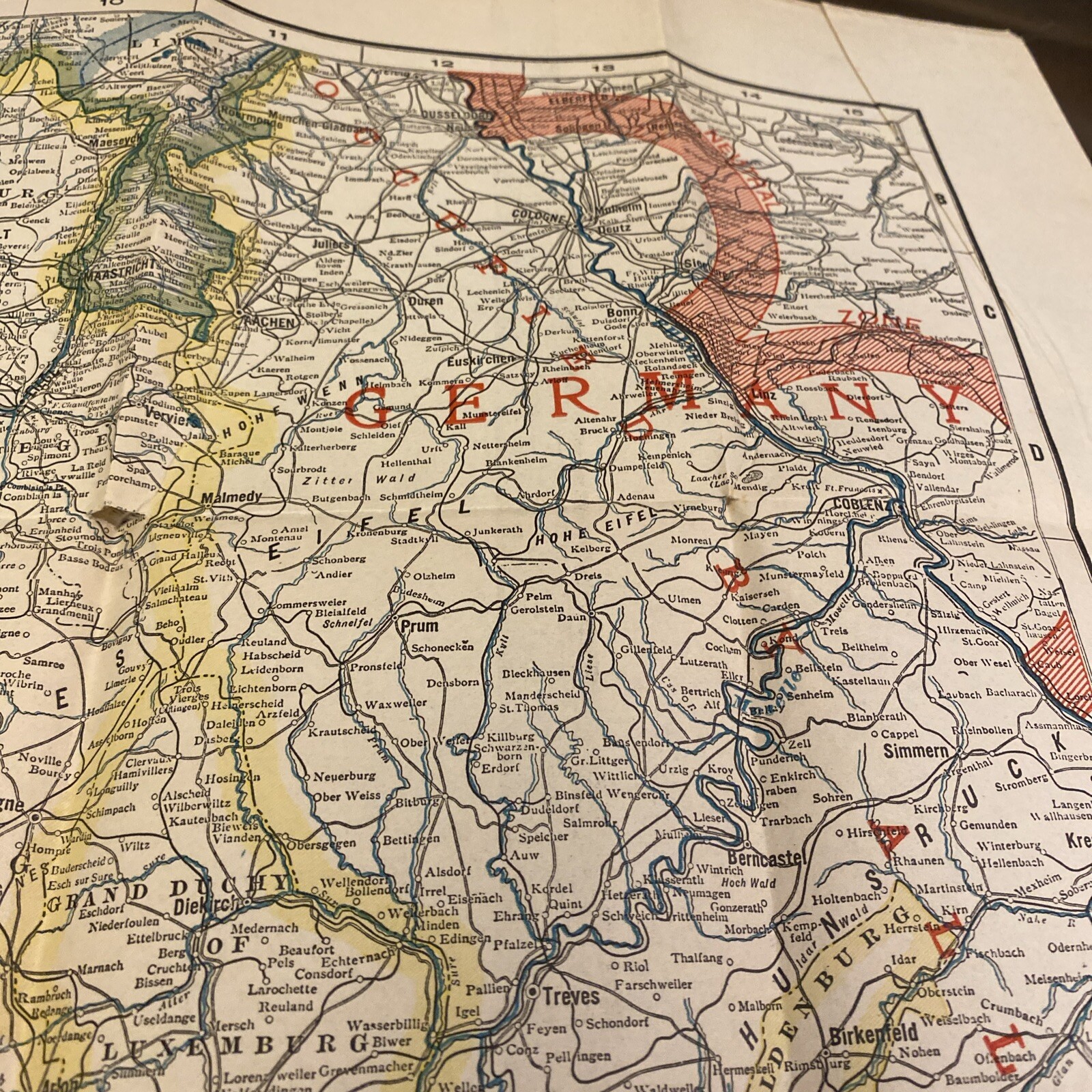 World War Map Battleground Liberty Keystone View Belgium France Germany 19x23