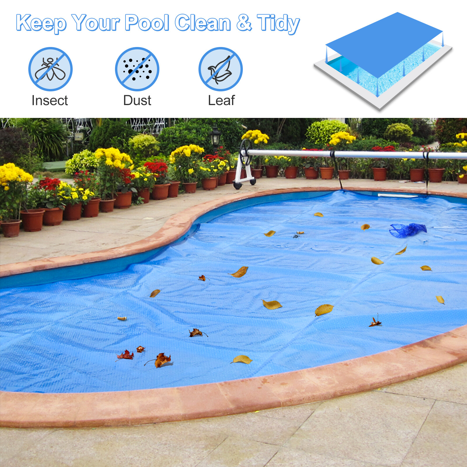 20 x 40 ft Rectangular Solar Pool Cover Insulating 12-MIL Heat Retaining Blanket