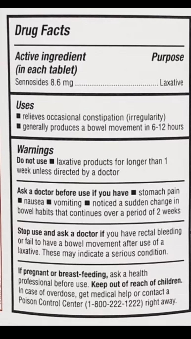 Major Senna 8.6mg Laxative Tablets 1000ct -Expiration Date 01-2027