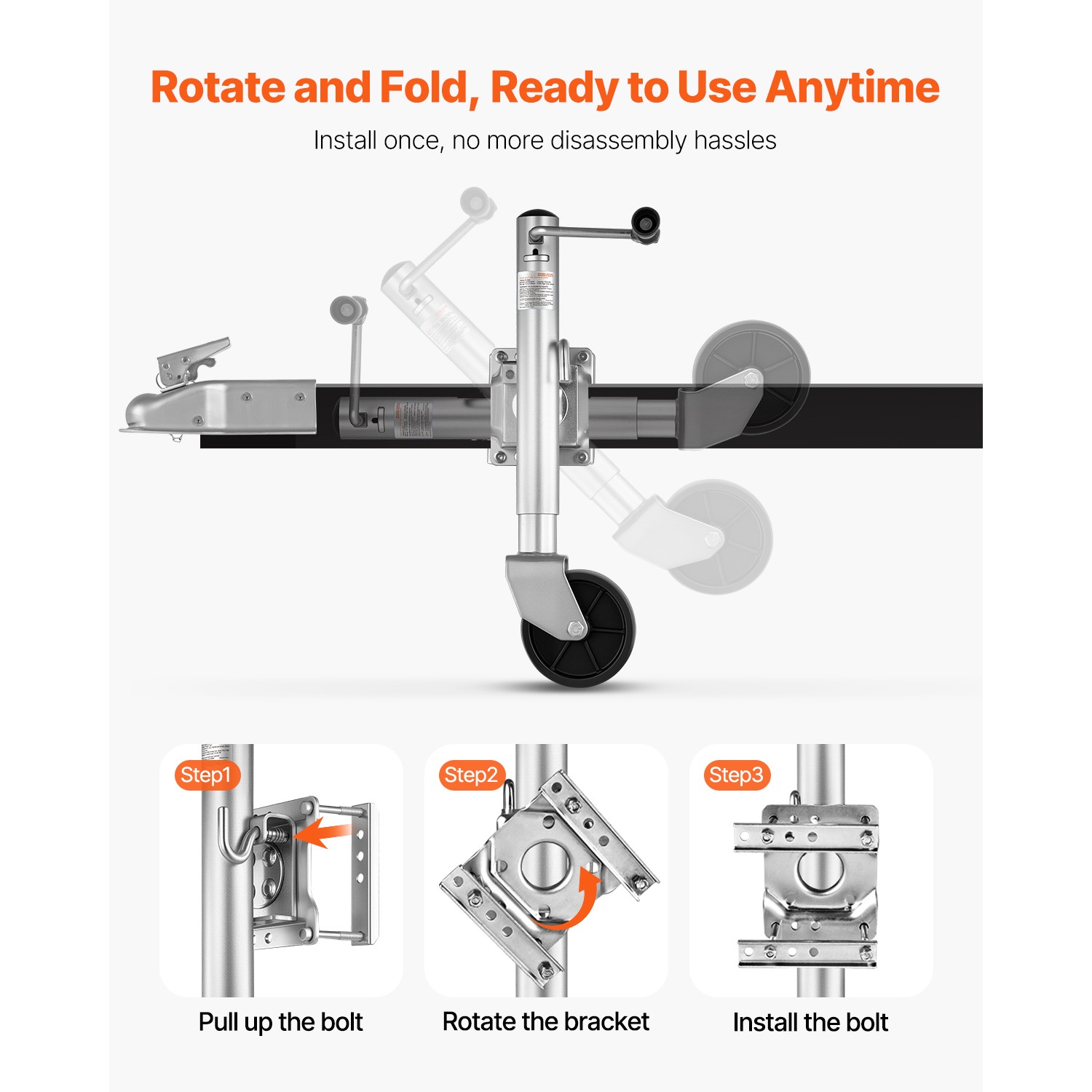 Boat Trailer Jack Marine Heavy Duty Swivel Mount Tongue Jack 1500 lbs Load