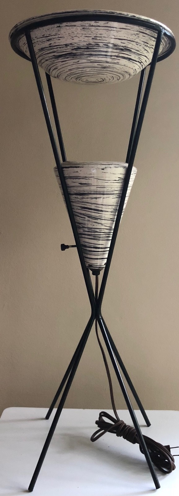 Rare Vintage 50s Atomic Iron Ceramic Pottery Lamp Mid Century Modern Lighting