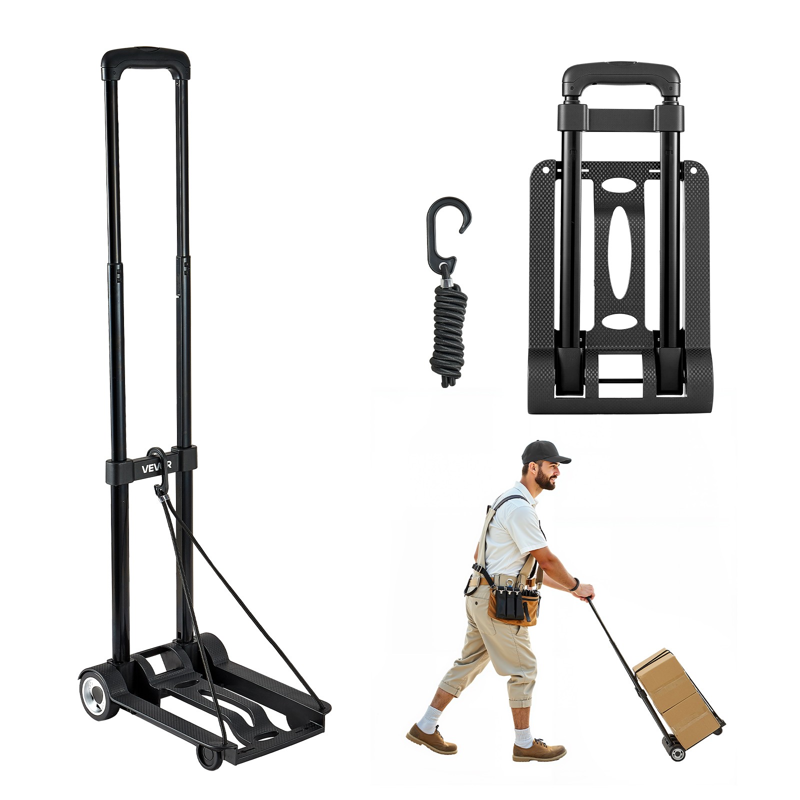 VEVOR Folding Hand Truck 110 lbs Platform Cart Dolly Trolley Cart for Moving