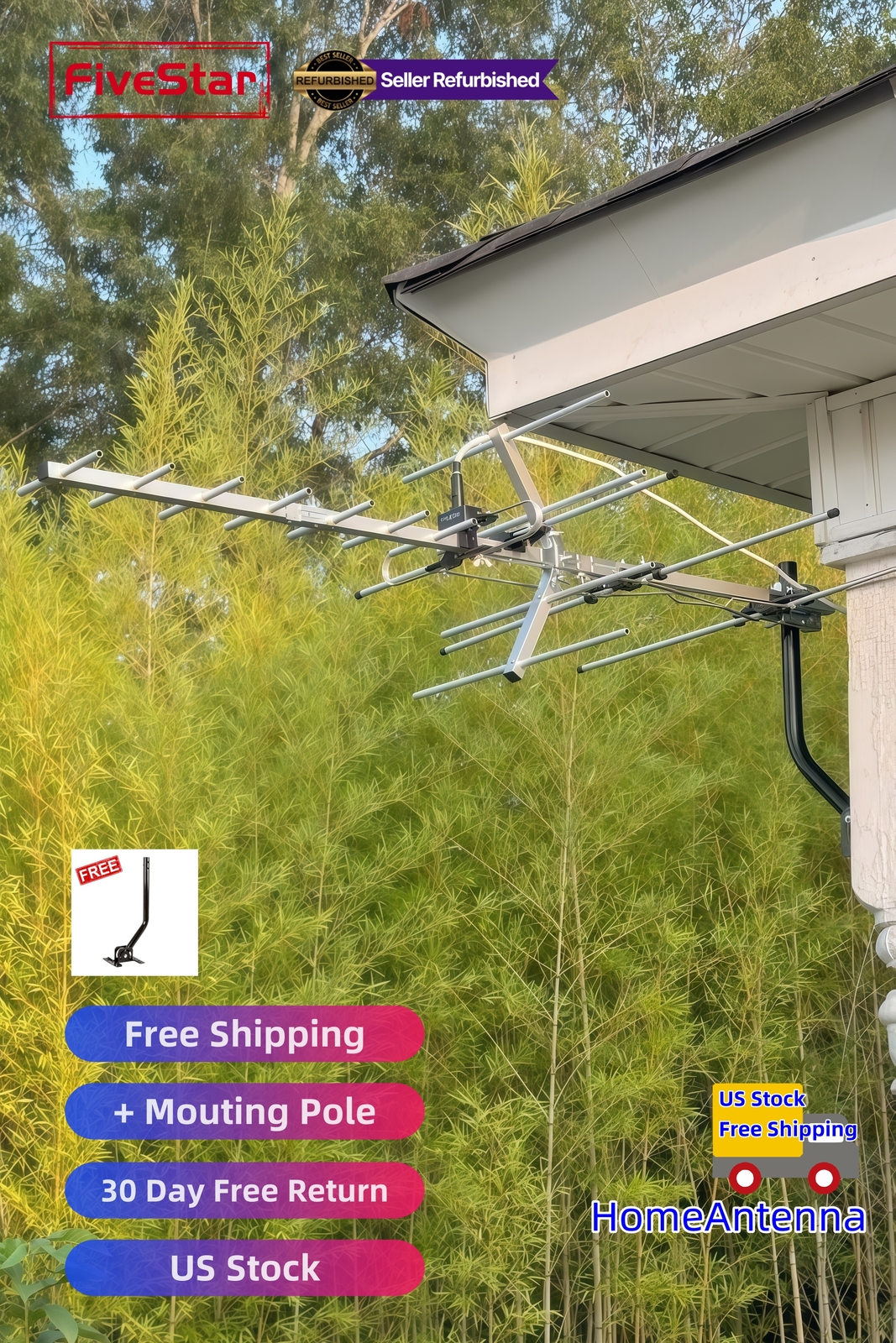 Superior Yagi Outdoor TV Antenna 200 Mile Digital HD Roof Attic Mount