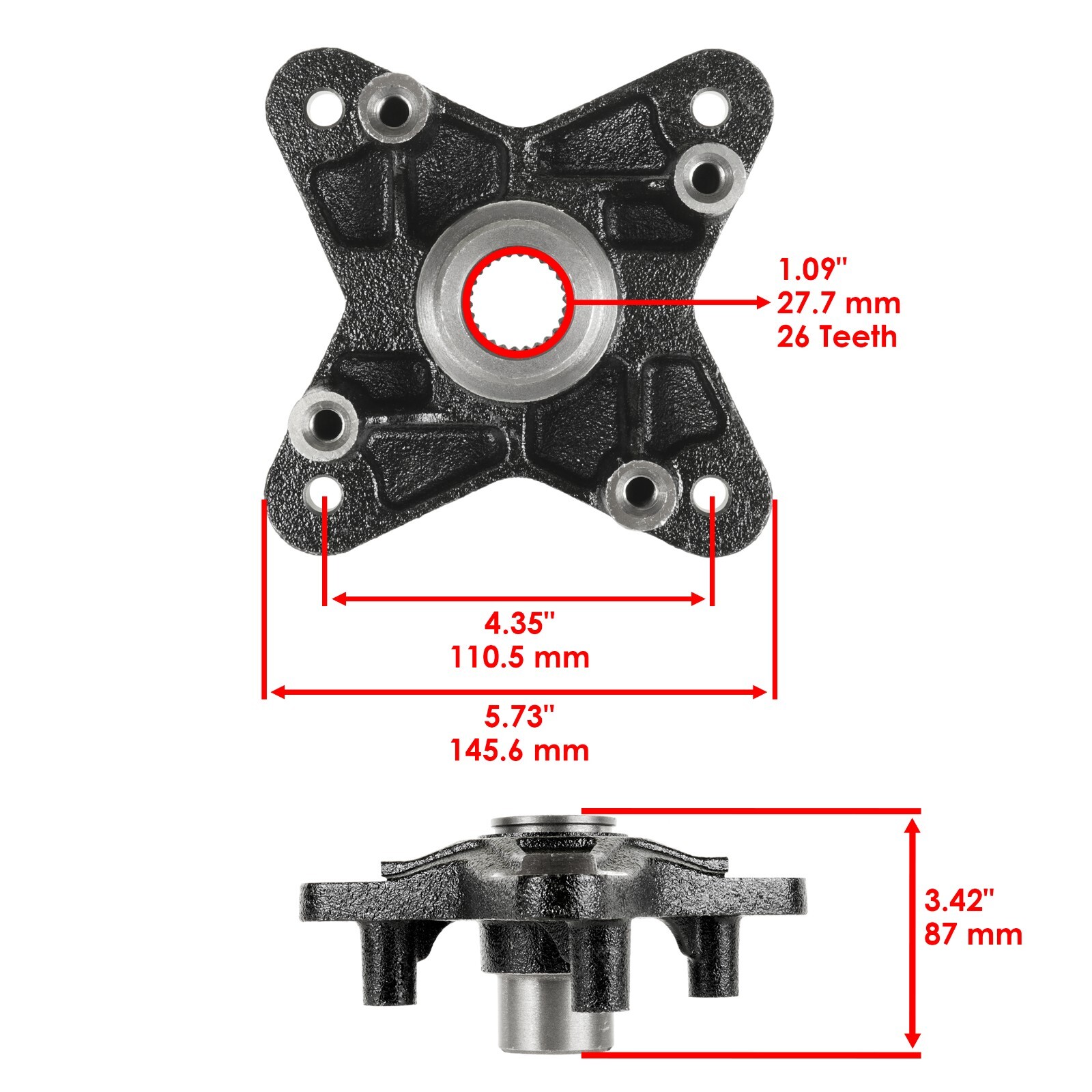 2 Rear Brake Disc Rotor Wheel Hub Bearing For Polaris RZR XP 4 900 2012-2013