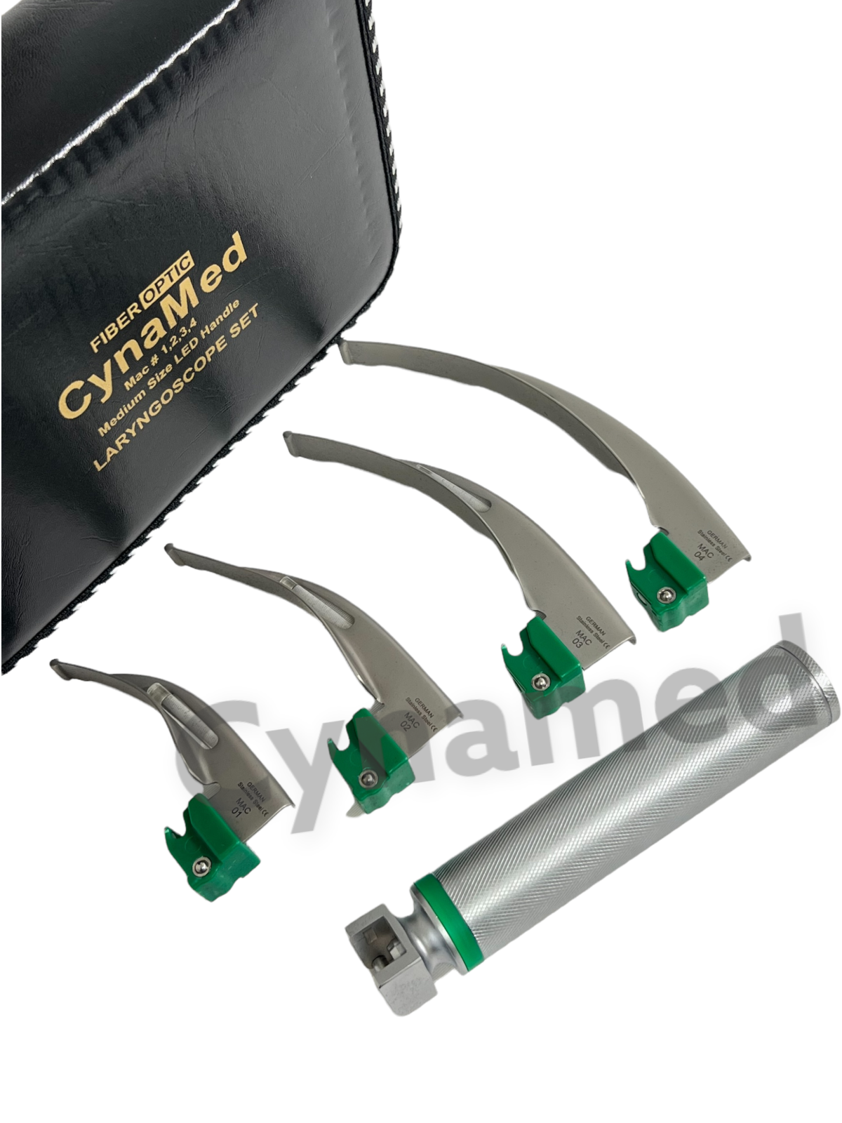 New Fiber Optic Mac Laryngoscope Set (LED Light) White Set of 5