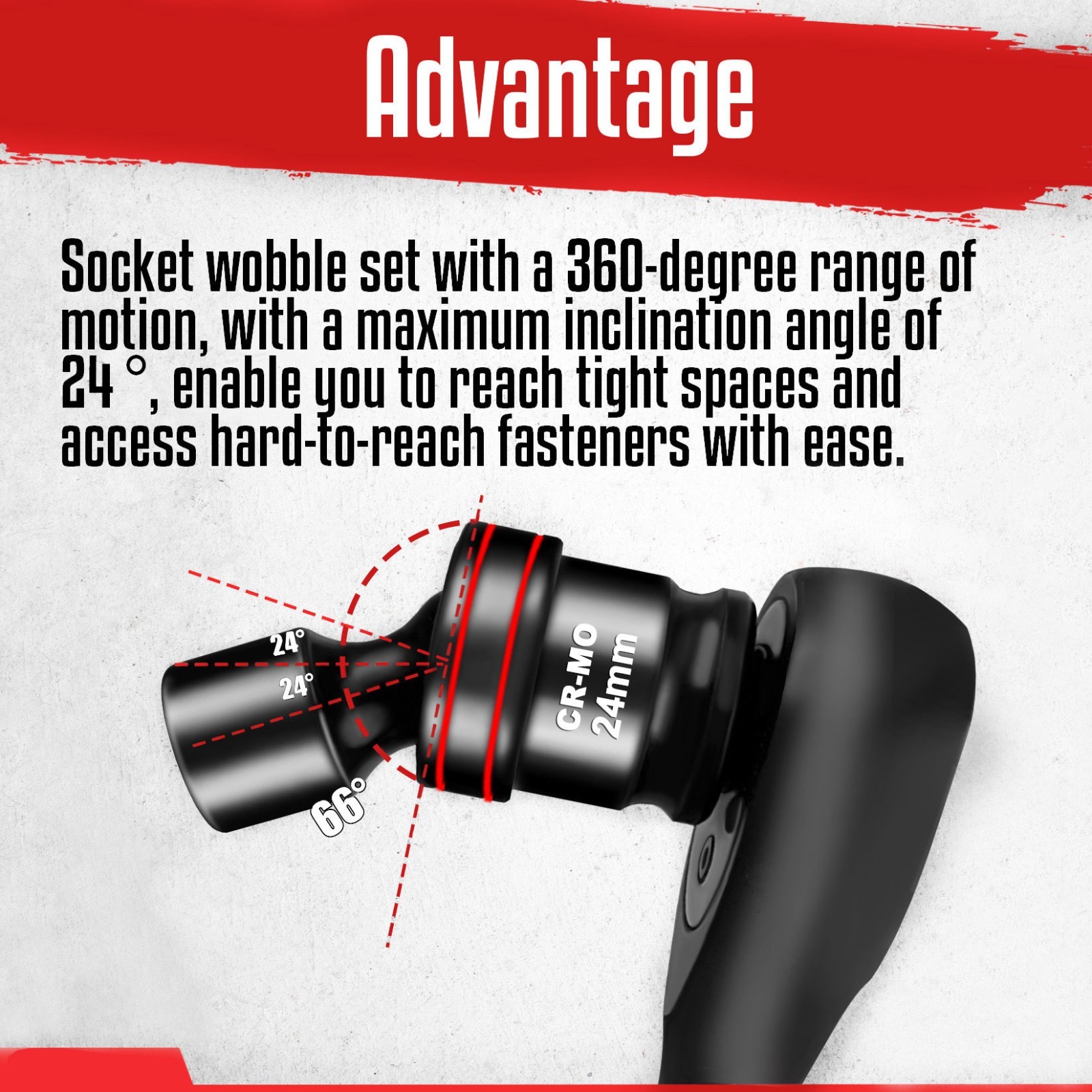 18-Piece 1/2" Drive Shallow Impact Universal Joint Metric Swivel Socket Set