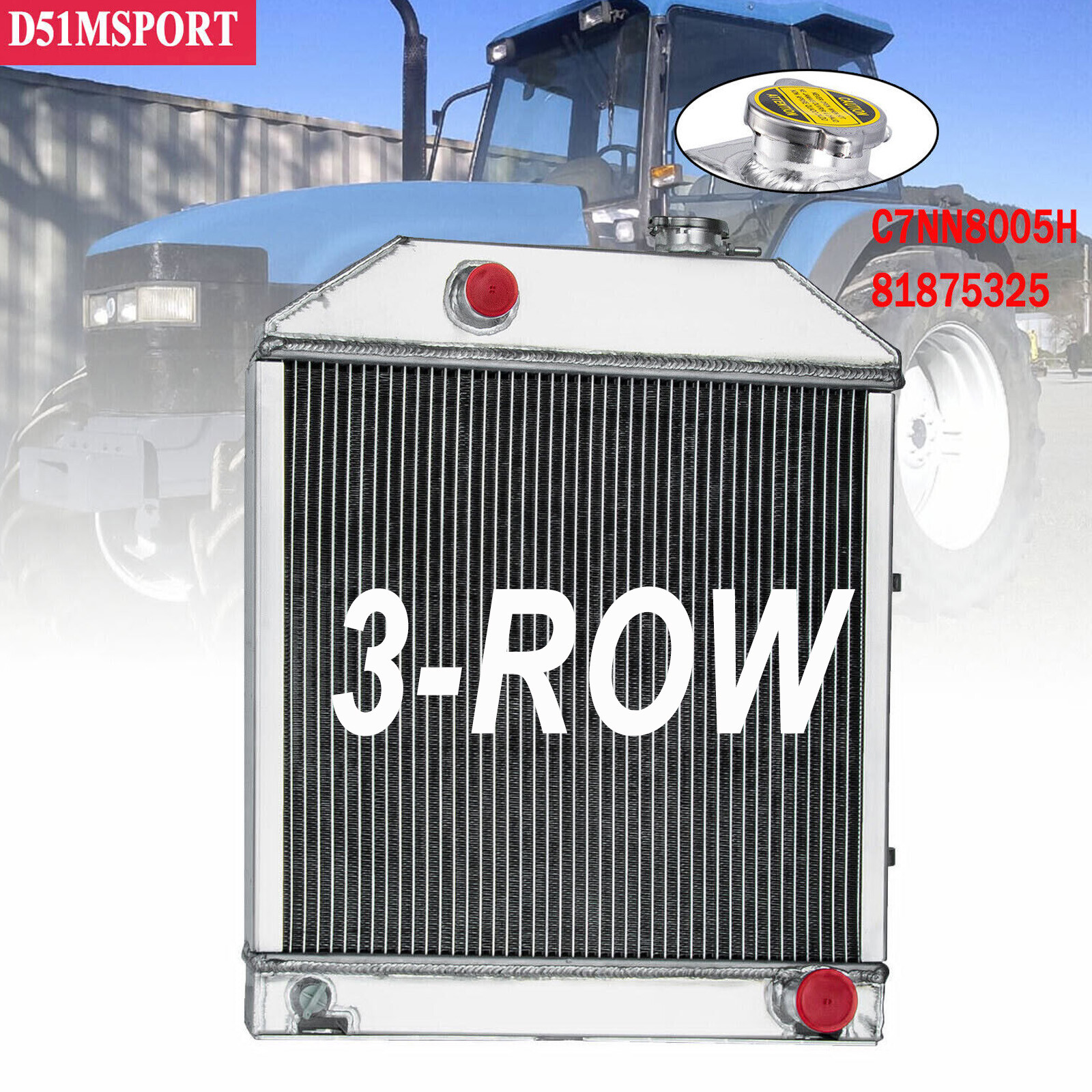 3 Row Radiator  Fits For Ford/ New Holland 2000 2600 3000 3600 4600 C7NN8005H