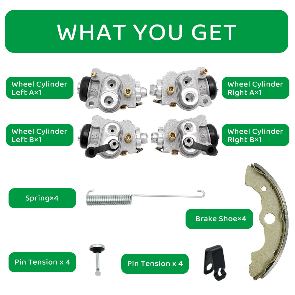 Front Brake Wheel Cylinders & Shoes Kit for Honda Rancher 350 TRX350 2000-2003