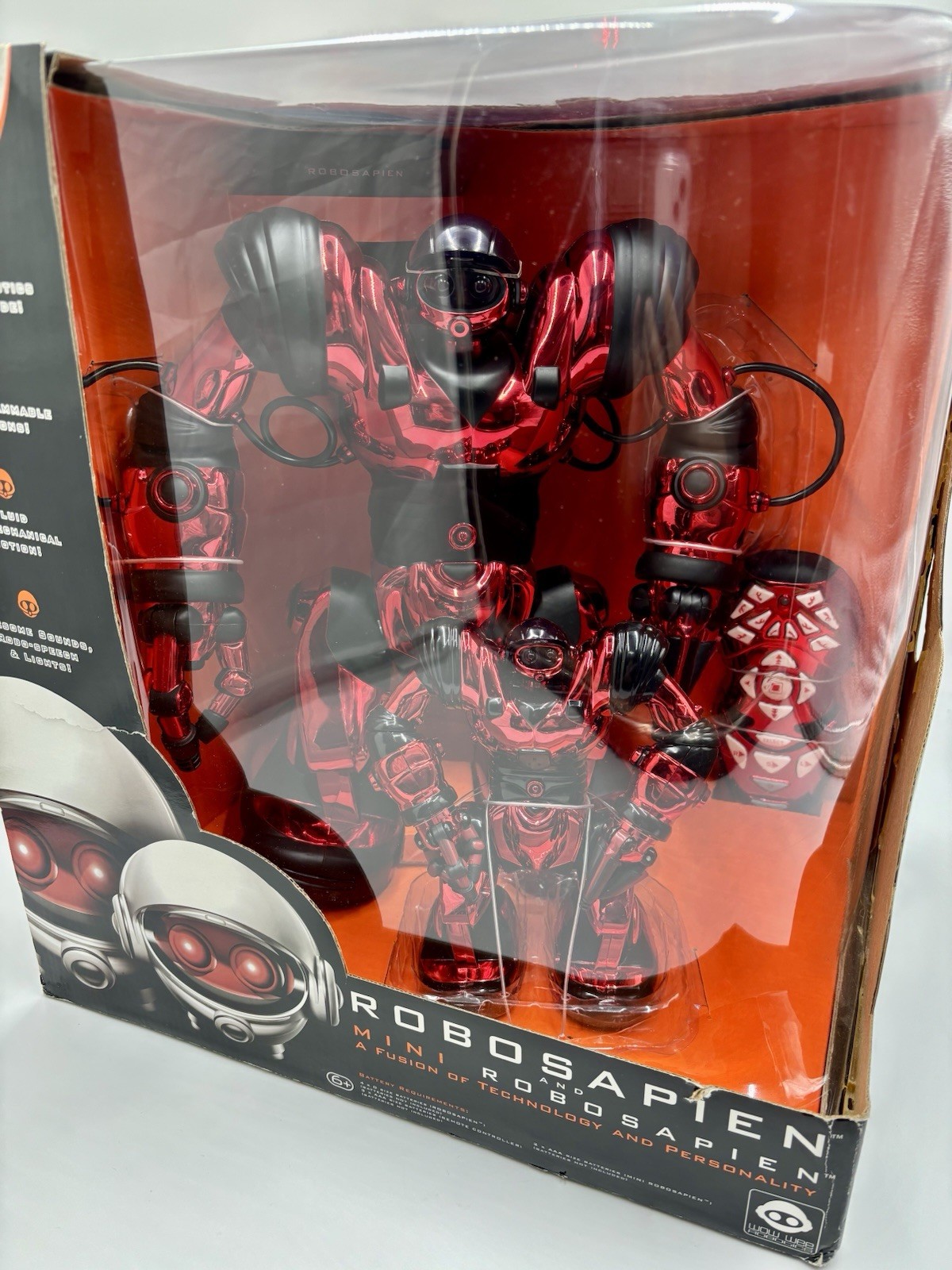NEW 2005 WowWee Robonetics Robosapien & Mini Combo Set- Metallic Red Chrome Rare