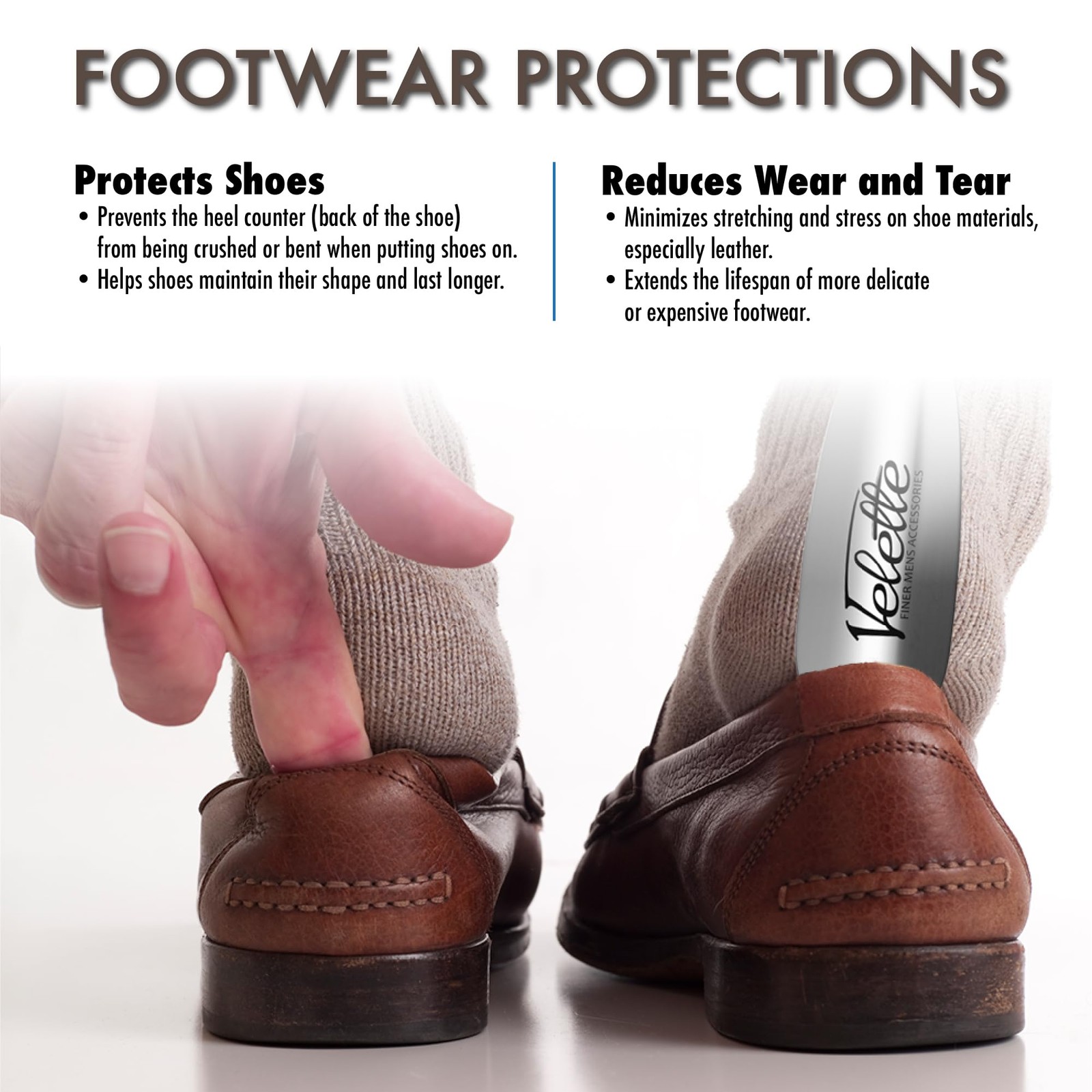 Velette 3-Pack Metal Shoehorn - 2 Set 7.5" Long Shoe Horn,1 Set