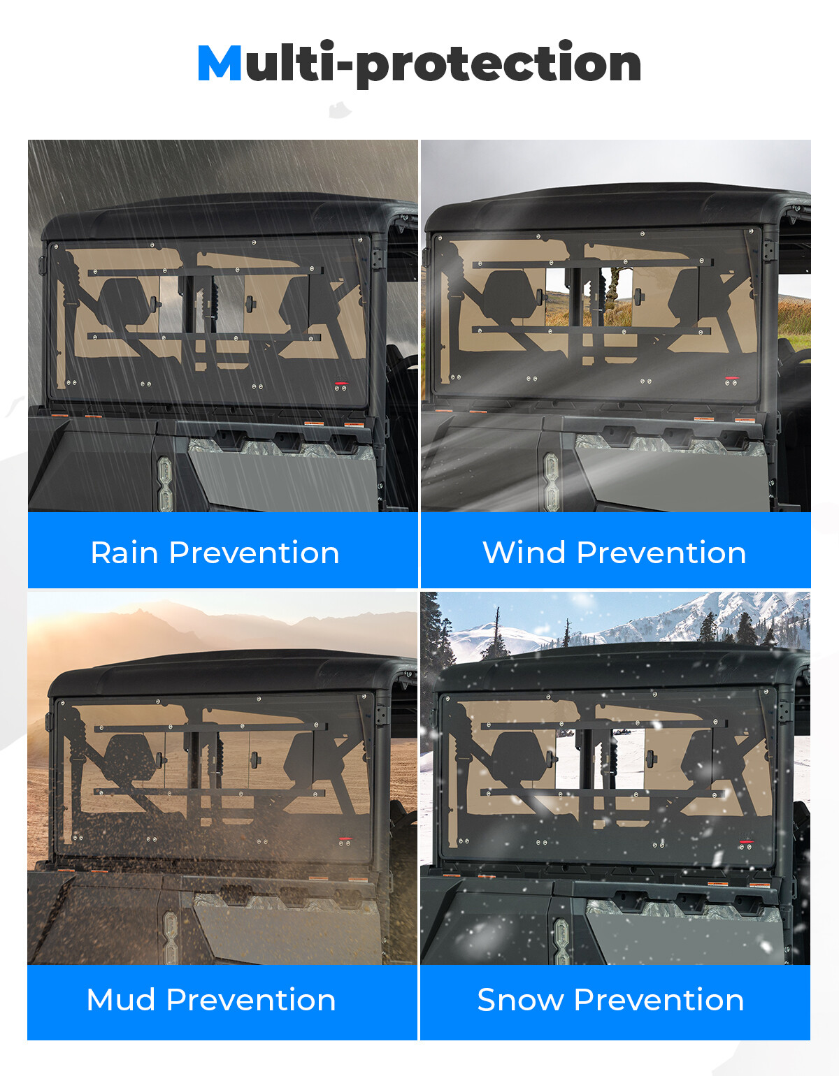 UTV Rear Windshield w/ Sliding Window for 2019-2024 CFMOTO UFORCE 1000/1000 XL