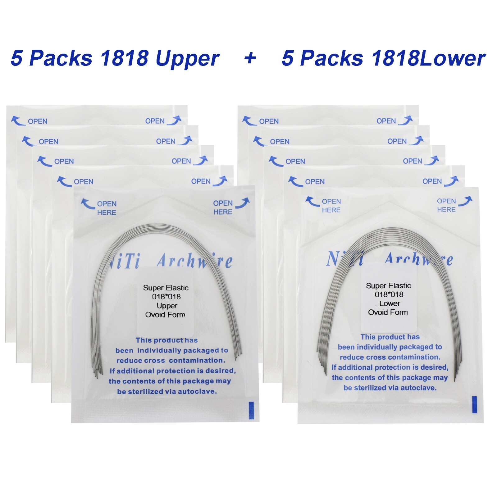 100Pcs Dental Orthodontic Arch Wire NiTi Stainless Steel Ovoid Round Rectangular